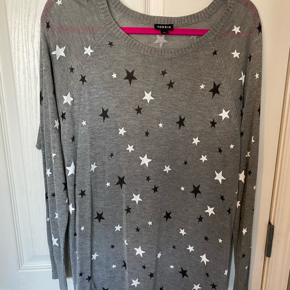 Torrid Grey Star Pullover Sweater
